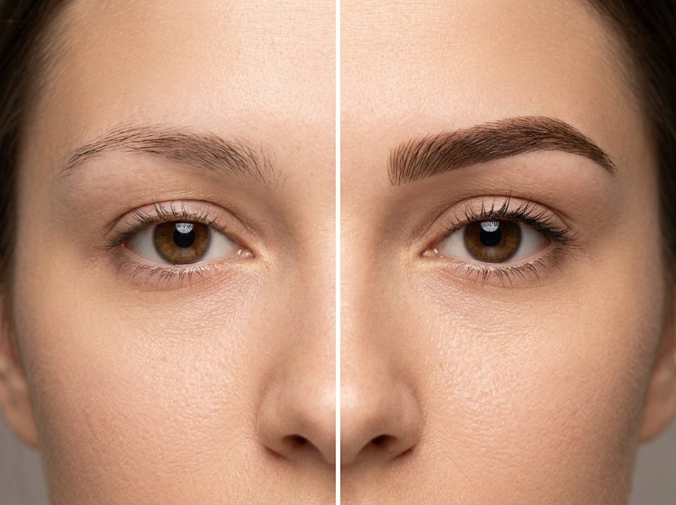 Illustrative sample preview of a brow transformation — not a client photo — Sultan Beauty, Manhattan, New York