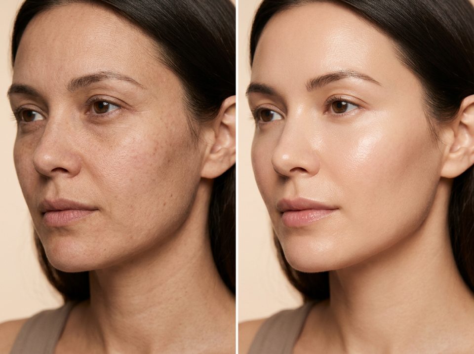 Illustrative sample preview of a skin renewal transformation — not a client photo — Sultan Beauty, Manhattan, New York